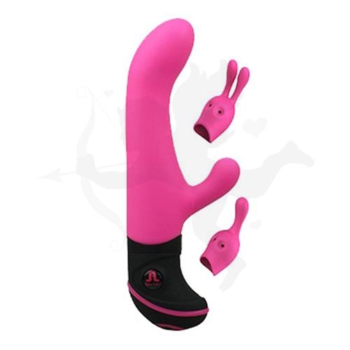 Vibrador punto g con estimulador de clitoris y accesorios